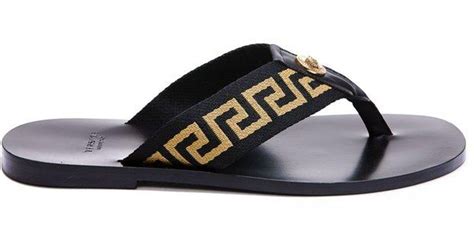 versace men's flip flops|Versace embroidered leather sandals men.